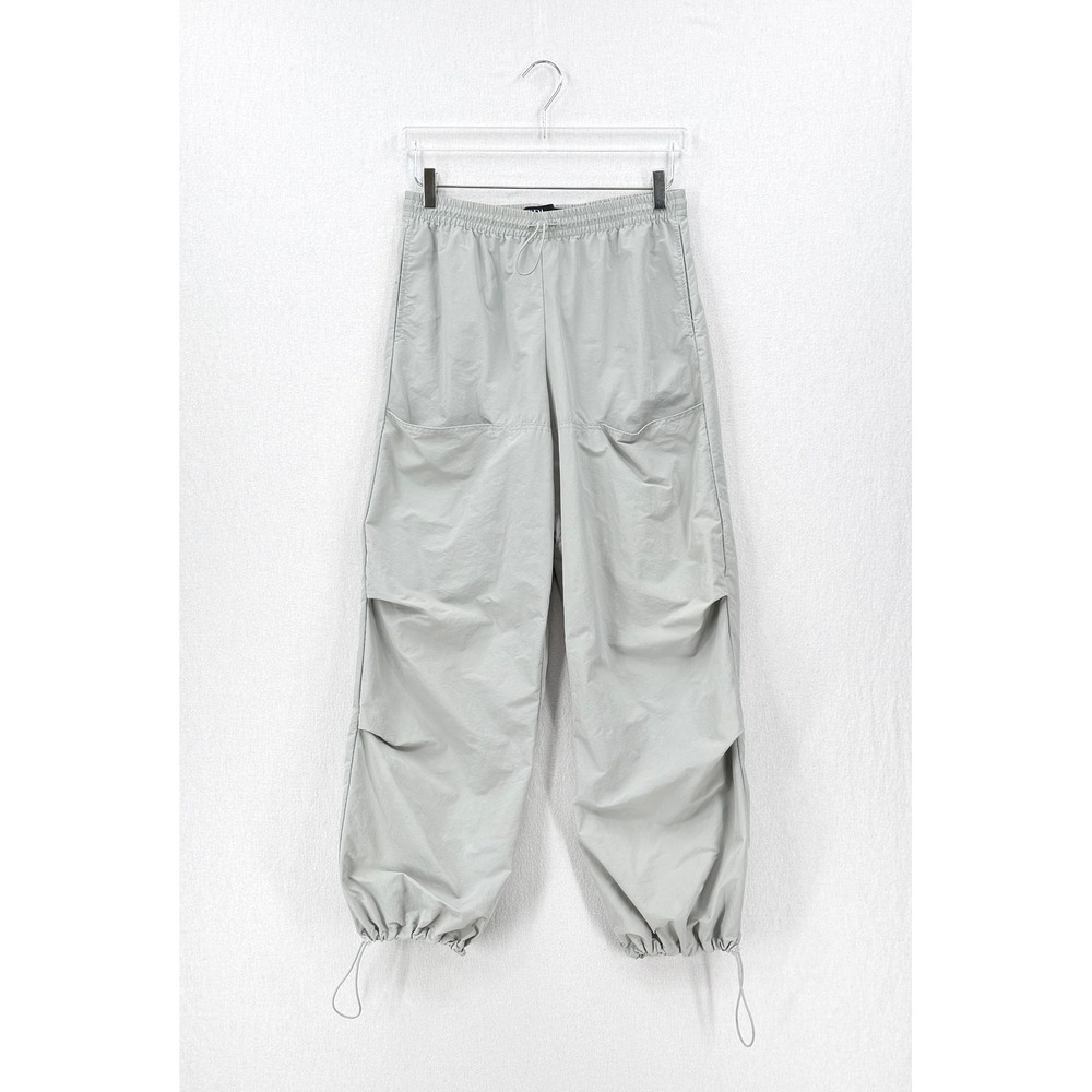 ZARA Parachute Pants Women Medium Grey Gorpcore Nylon Joggers Elastic Waist